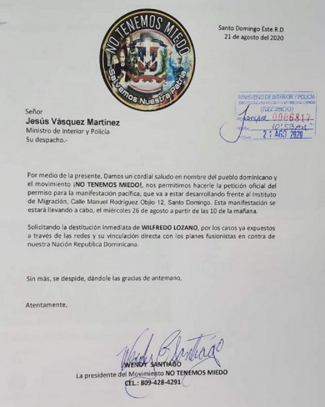 Carta Ministerio Interior Y Policia Comunicación Con Otro Son 6710
